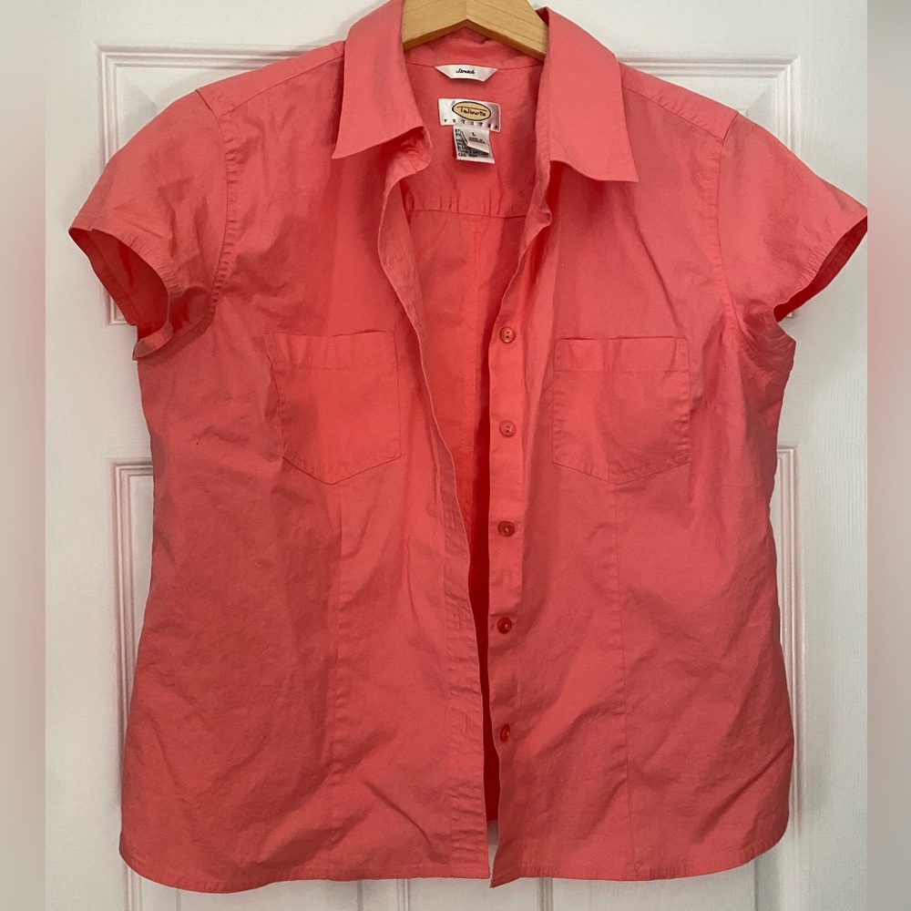 Talbots sleeveless button down shirt large petite